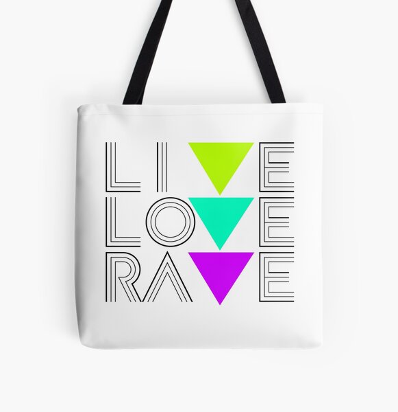 Live Love Rave Allover-Print Tote Bag