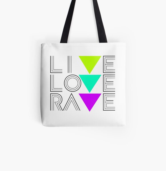 Live Love Rave Allover-Print Tote Bag