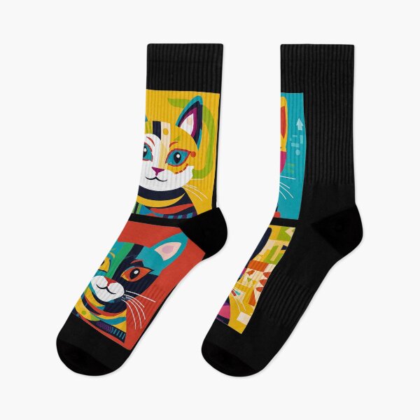 Artikelvorschau, Pop Art Grid Cat Tee: Ein Quartett künstlerischer Stile entworfen und verkauft von Moisky Patterns.
