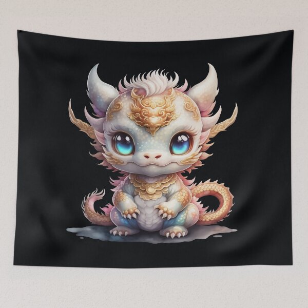 Item preview, Cute White and Gold Asian Baby Dragon designed and sold by Lehuas.