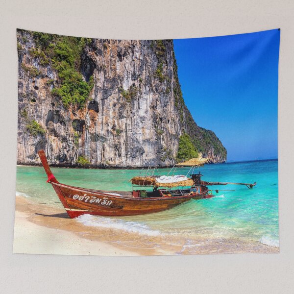 Item preview, Traditional long tail fishing boat beached on Koh Lao Liang, Trang, Thailand designed and sold by Kevin Hellon.
