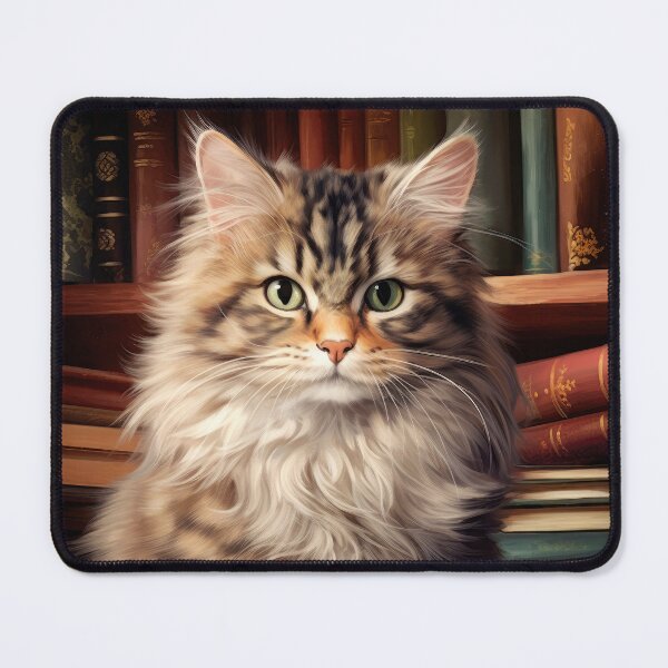 Item preview, Maine Coone cat sits on old books designed and sold by WallyPink.