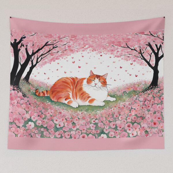 Item preview, Orange flower chonker cat  designed and sold by YukiKenji.