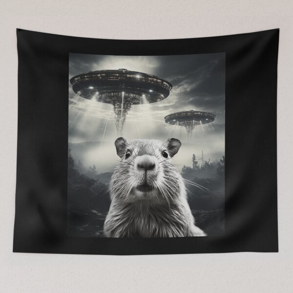 Item preview, Capybara Selfie with UFOs designed and sold by Master-Print.