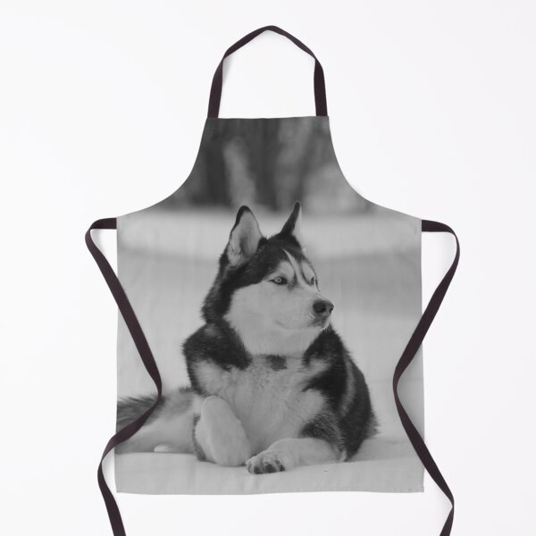 Item preview, A Purebred Husky Inspects His Territory in Snow - Black and White designed and sold by myhuskymax.