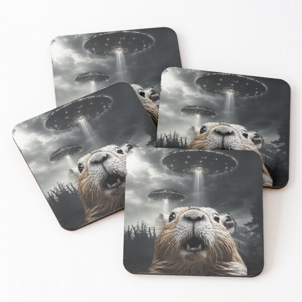 Item preview, Capybara Selfie with UFOs designed and sold by Master-Print.