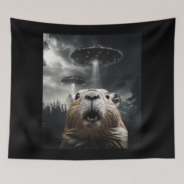 Item preview, Capybara Selfie with UFOs designed and sold by Master-Print.