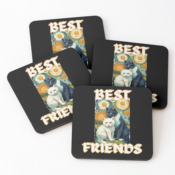 Item preview,  Cute black and white cats are humans best friends in van gogh style funny christian gifts designed and sold by thankful-loco.
