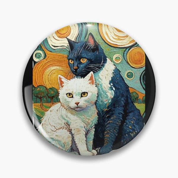 Item preview,  Cute black and white cats are humans best friends in van gogh style funny christian gifts designed and sold by thankful-loco.