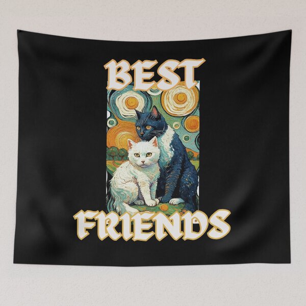 Item preview,  Cute black and white cats are humans best friends in van gogh style funny christian gifts designed and sold by thankful-loco.