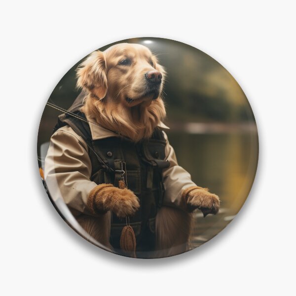 Item preview, Golden Retriever Dog Fishing in the River designed and sold by Artmugic.
