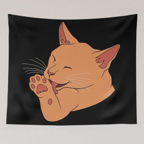 Item preview, Orange Ginger Cat Licking their Toe Beans  designed and sold by Deborah Camp.