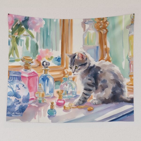 Item preview, Kitten on the dressing table designed and sold by SophieClimaArt.