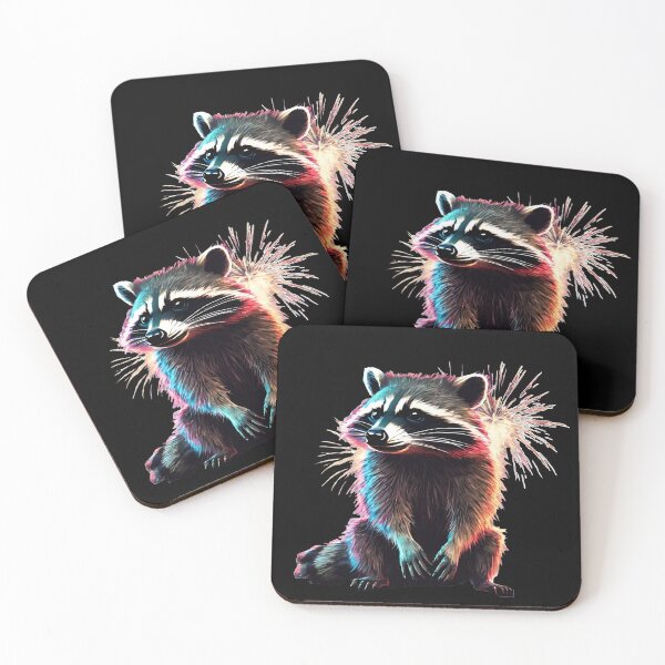 Item preview, Happy New Year's Raccoon Fireworks designed and sold by Aquillashop.