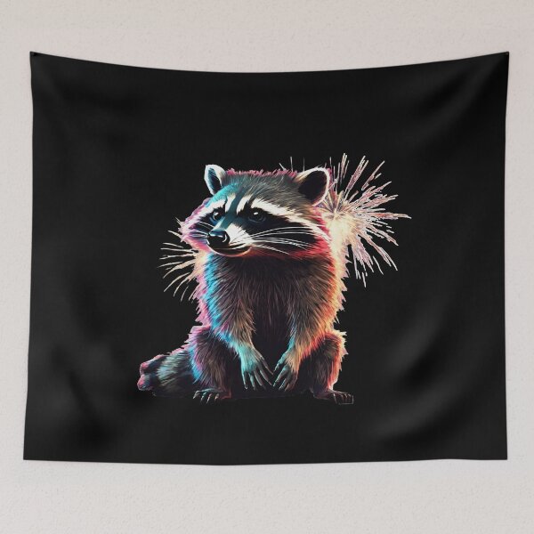 Item preview, Happy New Year's Raccoon Fireworks designed and sold by Aquillashop.