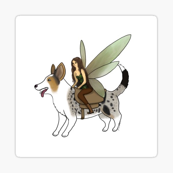 Fairy Riding a Corgi Sticker