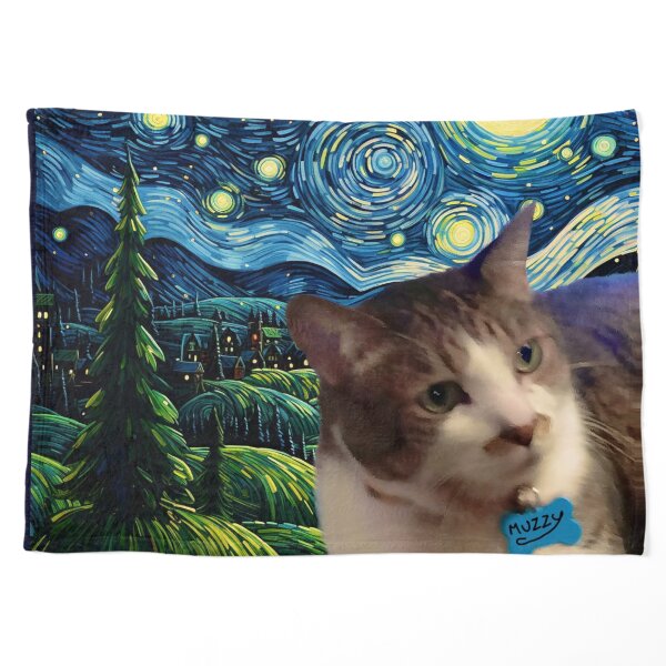Muzzy The Cat Starry Night Pet Blanket