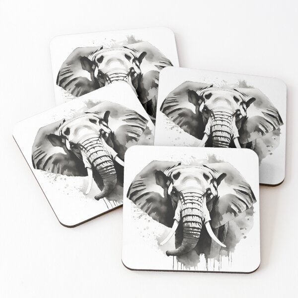 Item preview, Elephant Black and White Watercolor Art Style designed and sold by LDJBlank.