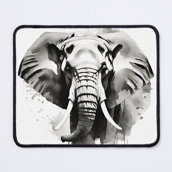 Item preview, Elephant Black and White Watercolor Art Style designed and sold by LDJBlank.