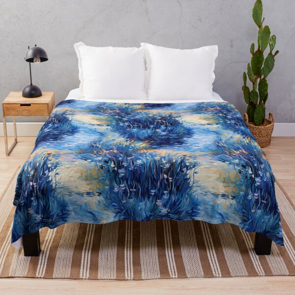 Item preview, Monet-Inspired Serene Sun-Dappled River Path with Cobalt Blue and Rustling Reeds designed and sold by polonuim210.