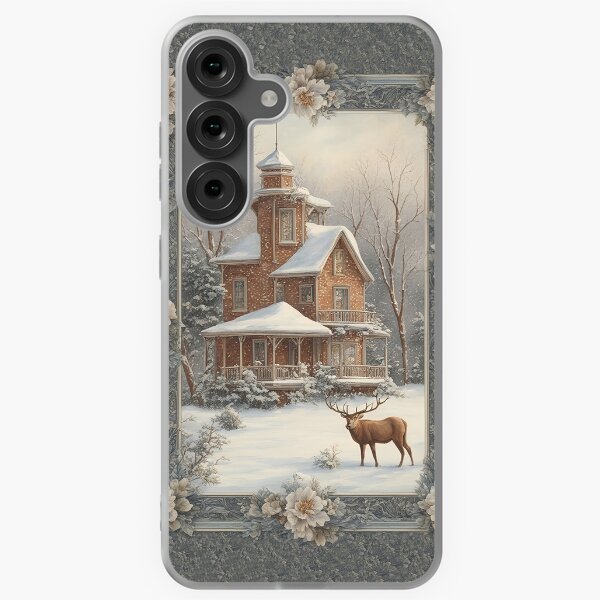 Item preview, Vintage winter landscape painting book cover designed and sold by VanillaBlueSky.
