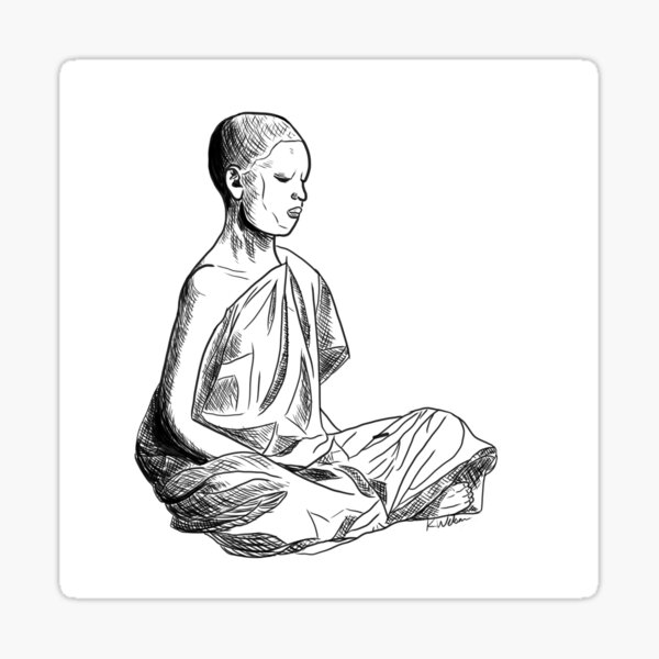 Monk Meditating Sticker
