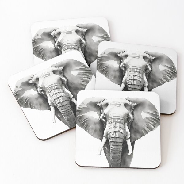 Item preview, Elephant Black and White Watercolor Art Style designed and sold by LDJBlank.