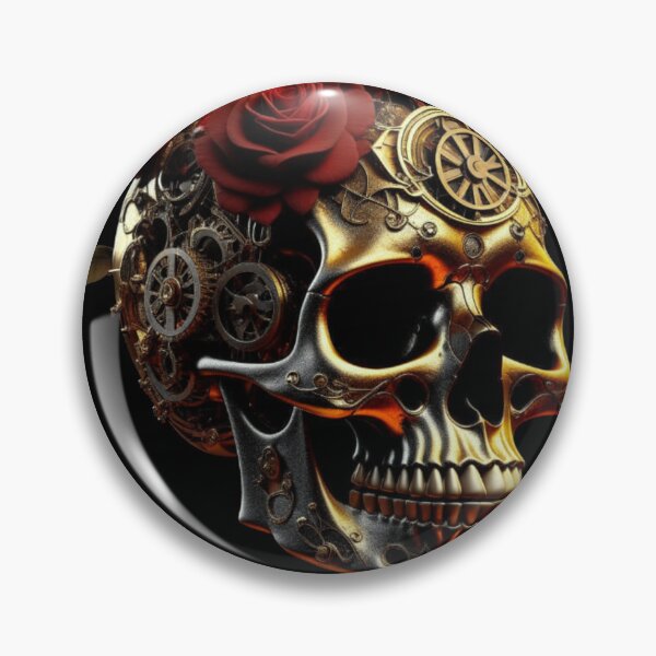 Item preview, Steampunk Style Gold Coloured Metal Skull designed and sold by PugD.