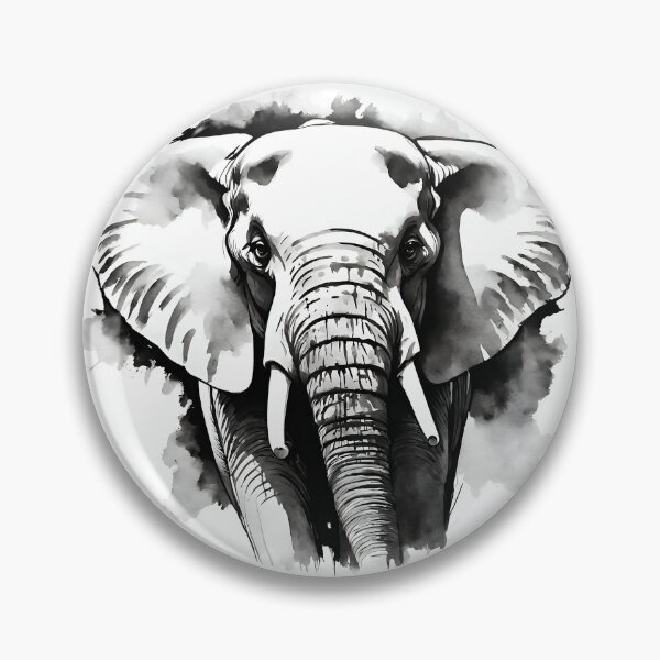 Item preview, Elephant Black and White Watercolor Circle Style designed and sold by LDJBlank.