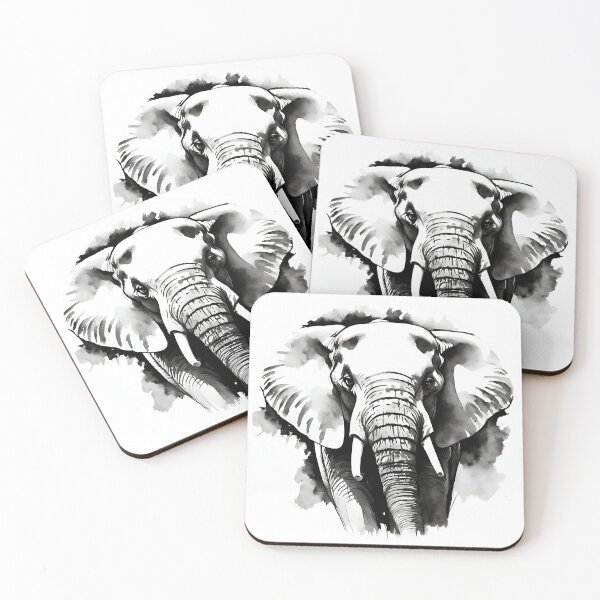 Item preview, Elephant Black and White Watercolor Circle Style designed and sold by LDJBlank.