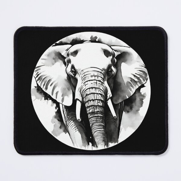 Item preview, Elephant Black and White Watercolor Circle Style designed and sold by LDJBlank.