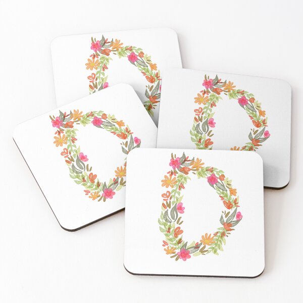 Item preview, Pink and Orange Watercolor Floral Monogram D designed and sold by serafineaandd.