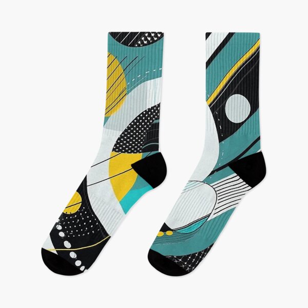 Item preview, Dynamic Radial Abstract with Black, White, Yellow, and Teal designed and sold by PaintbrushPlace.