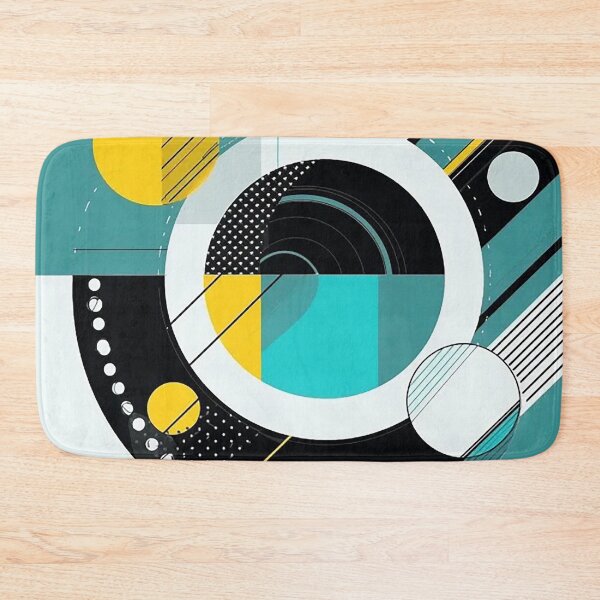 Item preview, Dynamic Radial Abstract with Black, White, Yellow, and Teal designed and sold by PaintbrushPlace.