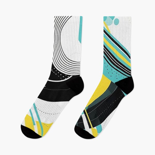 Item preview, Concentric Movement Abstract: Black, White, Yellow, Teal Fusion designed and sold by PaintbrushPlace.