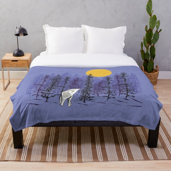 Item preview, Lobo aullando a la luna con árboles del bosque en la noche designed and sold by sunlightforest.
