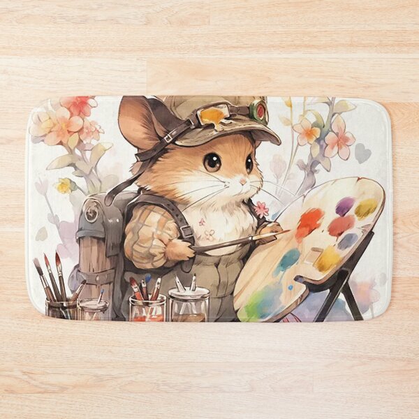 Item preview, Artist Dormouse with Canvas and Paints Illustration designed and sold by PaintbrushPlace.