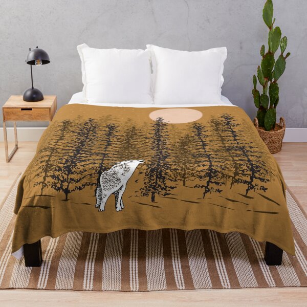 Item preview, Wolf Howling at the Moon with Woodland Trees at Dusk designed and sold by sunlightforest.