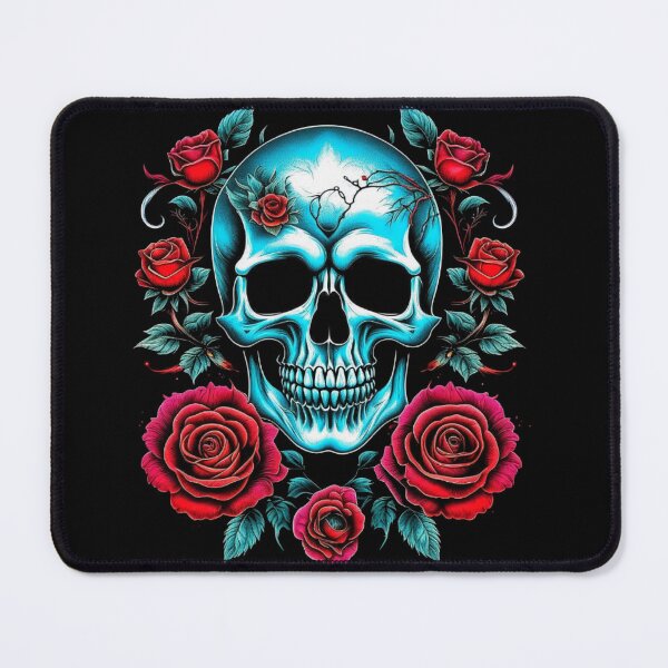 Item preview, Luminous Blue Skull & Red Roses designed and sold by PugD.