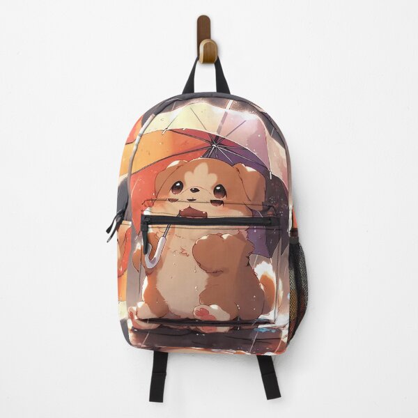 Item preview, Puppy with Colorful Umbrella in Rain Reflections Illustration designed and sold by PaintbrushPlace.