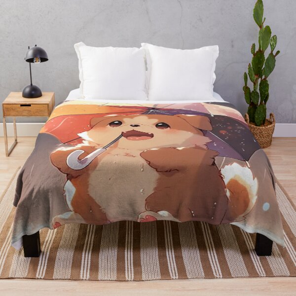 Item preview, Puppy with Colorful Umbrella in Rain Reflections Illustration designed and sold by PaintbrushPlace.