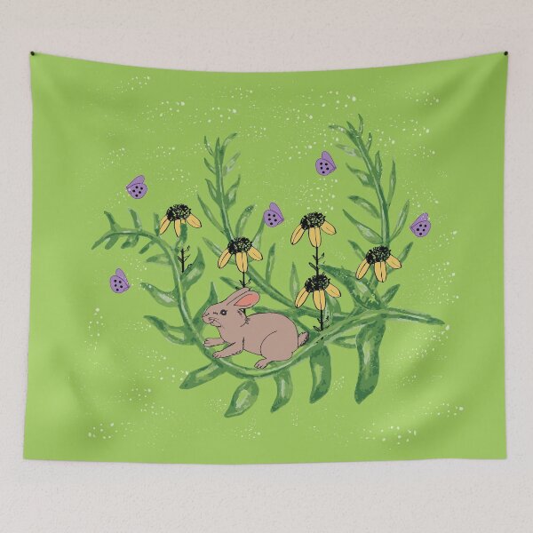 Item preview, Sweet Bunny Among Sunflowers and Butterflies designed and sold by sunlightforest.