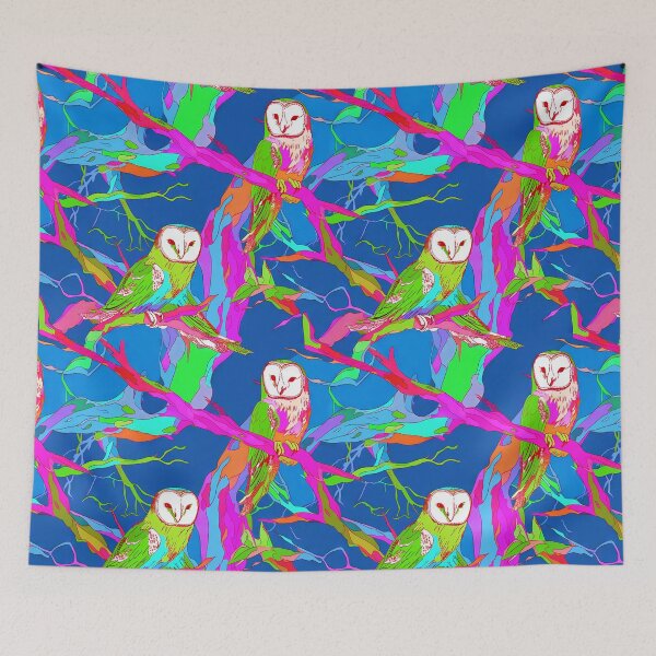 Item preview, Color Variation #3 - Radiant Reverie: Barn Owls on Glass Branches  designed and sold by Iropagi.