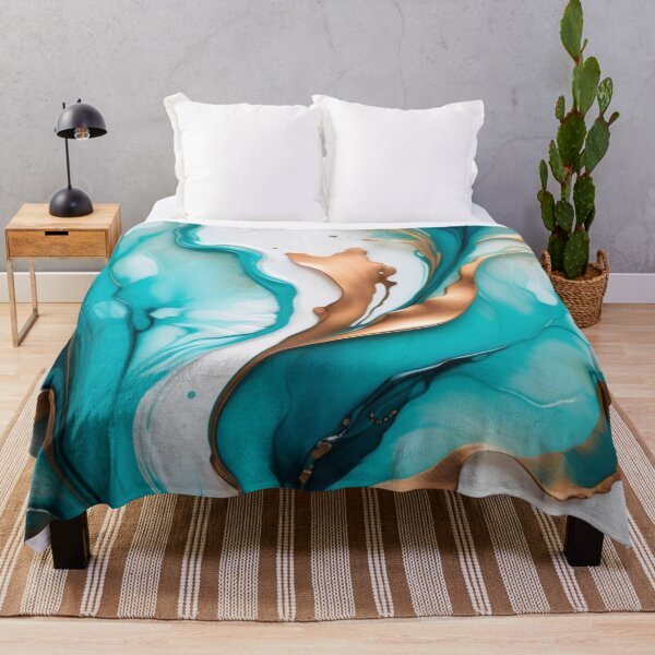 Item preview, Teal and Gold Leaves 3D Pour Art 2 designed and sold by JillyJ05.