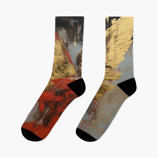 Item preview, Grunge acrylic red and gold abstract angel print designed and sold by dcrc.