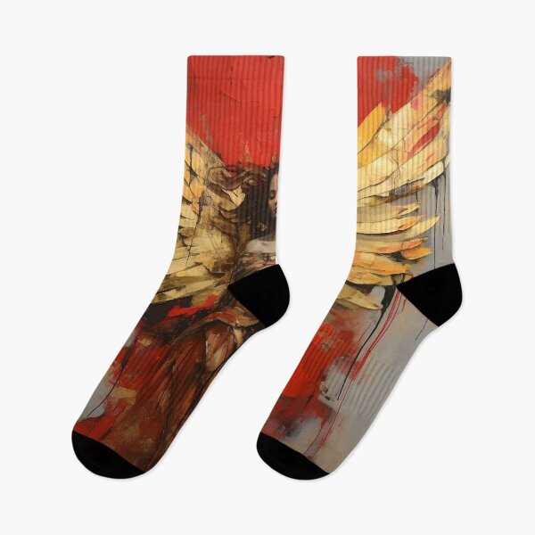 Item preview, grunge acrylic red and gold abstract angel print designed and sold by dcrc.