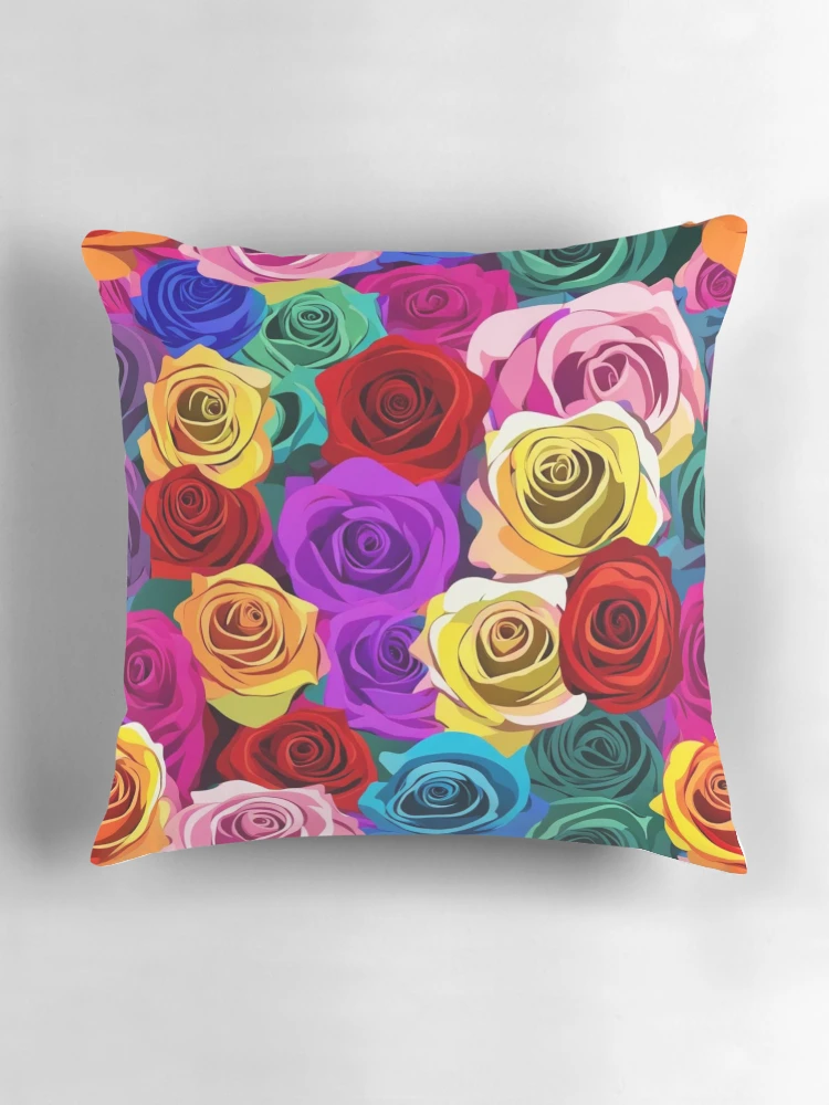 Thumbnail 3 of 4, Pillow, Colorful Roses Abstract Pattern designed and sold by calibrit.