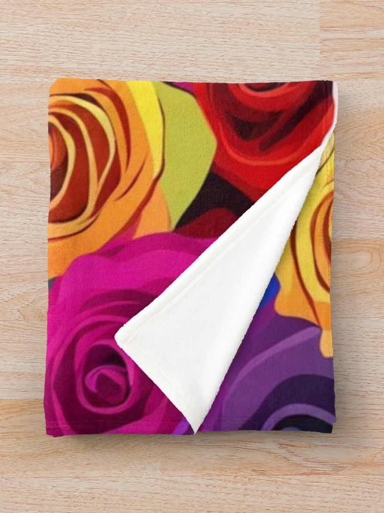 Thumbnail 3 of 6, Throw Blanket, Colorful Roses Abstract Pattern designed and sold by calibrit.