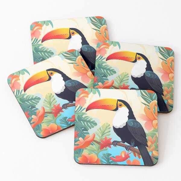 Item preview, Cute Toucan With Floral Background designed and sold by NatureStyle555.