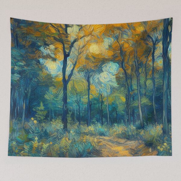 Item preview, Autumn Walking Trail in the Forest Digital Oil Painting Van Gogh Style designed and sold by Star-Fragment.